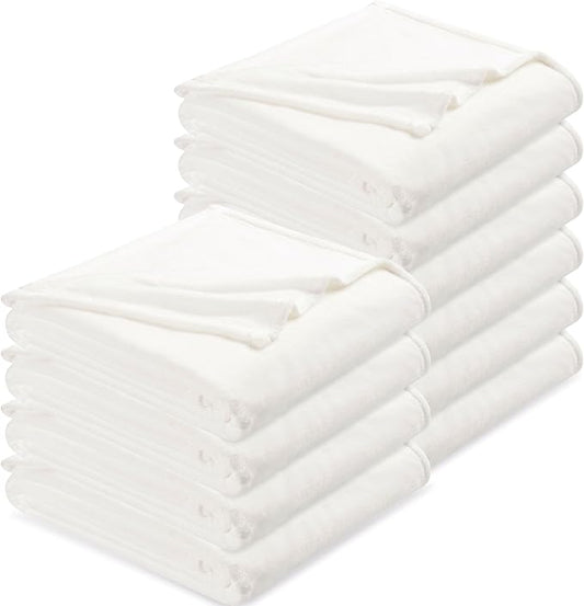 DREAMNINE Pack of 10 Fuzzy Soft Fleece Throw Blanket for Couch Sofa 50" x 60", Decorative Solid Lightweight Velvet Blankets for Chair, Cozy Accent Shaggy Plush Flannel Blanket for Bedroom, White