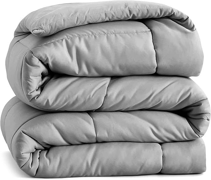 Casa Platino Quilted Comforter Queen Size - Super Soft Duvet Insert with 8 Tabs - Fluffy, Comfy & Cozy All Season Queen Bedding Comforter - Down Alternative Premium Bed Comforters - 88"x88", Silver
