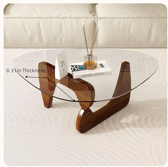 Modern Glass Coffee Table for Living Room, Small mid Century Coffee Table, Stylish Coffee Tables Suitable for Bedroom Living Room Reception Office Tables (Black+Transprent, Medium35.8in)