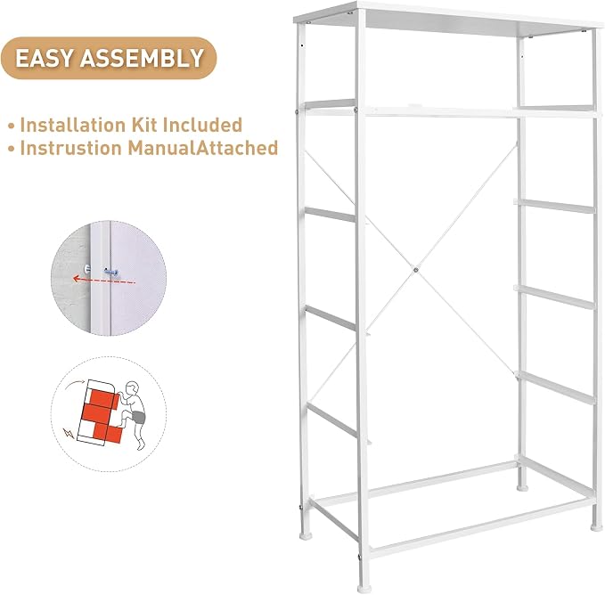 Mifuro Tall Dresser for Bedroom, Vertical Storage Organizer Tower with 6 Drawers, Chest of Drawers with Fabric Bins, Steel Frame, Wood Top for Bedroom, Closet, Entryway- Light Grey - Image 9