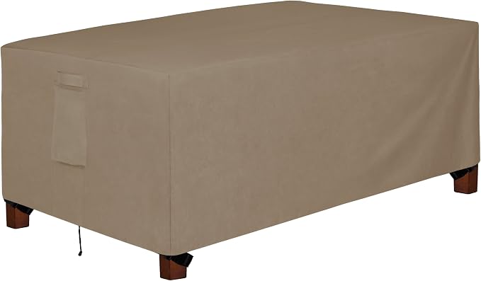 Easy-Going 600D Heavy Duty Rectangular Table Cover UV Resistant and Waterproof Outdoor Lawn Patio Furniture Cover (84" Lx44 Wx23 H, Camel) by Easy-Going