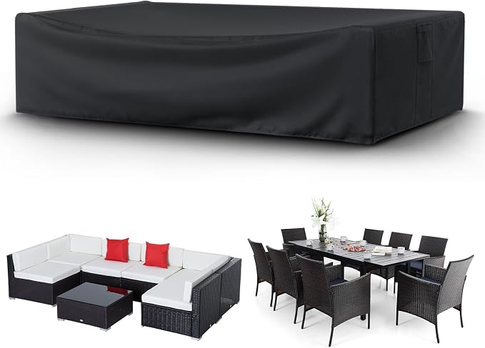 STARTWO Patio Furniture Covers Waterprpoof, Tear Resistant Rectangular Outdoor Furniture Set Cover for Table and Chairs, Outdoor Sectional Sofa Cover, 74"L x 47"W x 28"H by STARTWO