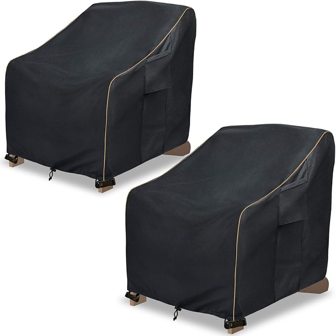 Patio Adirondack Chair Cover 2 Pack,Waterproof Heavy Duty Outdoor Chair Covers,Patio Adirondack Chair Cover for Outdoor Chair,(30W x 34 D x 36 H inches),Black by LSongSKY