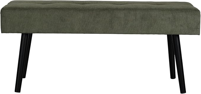 Comfy to go Entryway Bench - Green Bench for Bedroom, Modern Ottoman End of Bed, Corduroy Padded Benches for Living Room, Foyer, Mudroom, Hallway - 39" L x 14" W x 17" H - Image 7