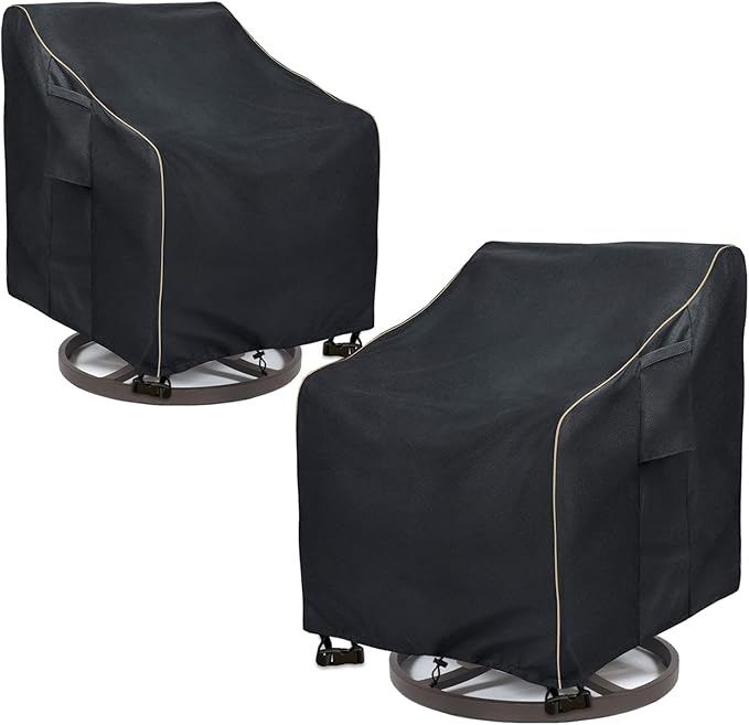 Outdoor Swivel Lounge Chair Cover 2 Pack,Waterproof Heavy Duty Patio Chair Covers,Patio Rocking Chair Covers for Outdoor Furniture,(30 W x 34 D x 38.5 H inches),Black by LSongSKY