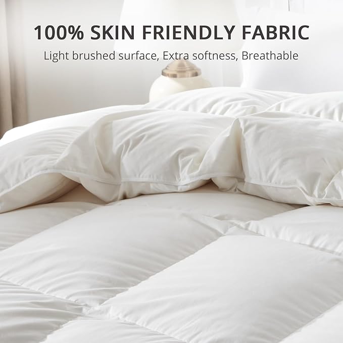 Globon California King Down Comforter, All Season Duvet Insert, Breathable Noiseless Shell with 8 Corner Tabs, Medium Warmth, White