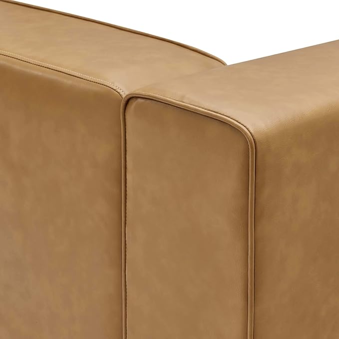Modway Mingle Vegan Leather Sectional Sofa Left-Arm Chair in Tan