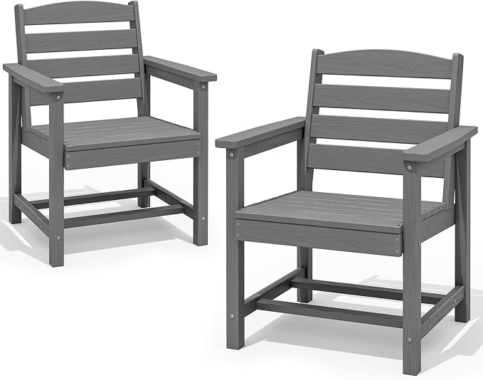 SERWALL Patio Dining Chair Set of 2, Gray by SERWALL