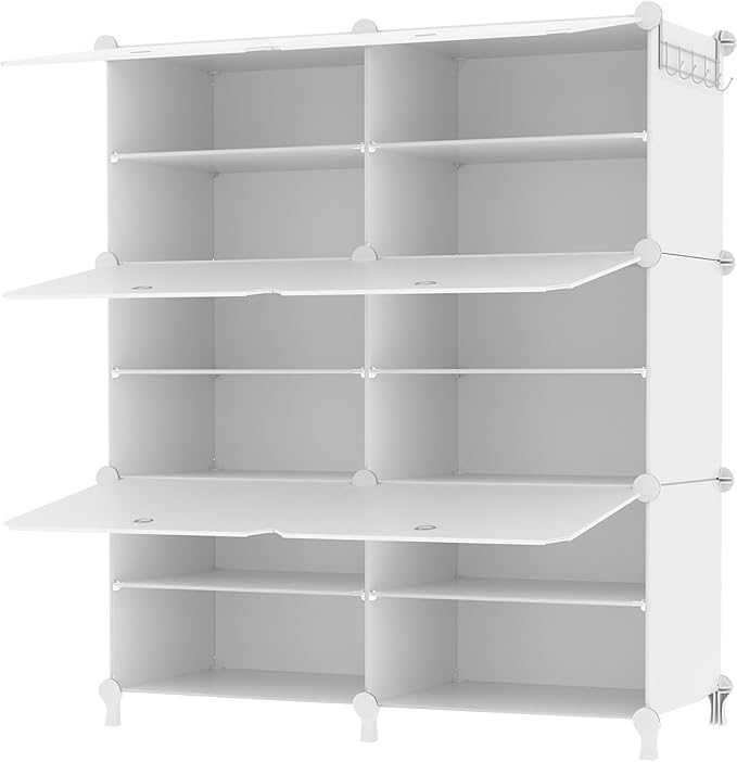 AWTATOS Shoe Rack, 6 Tier Shoe Storage Cabinet with Door, 32 Pair Shoe Organizer Shelves for Closet Hallway Bedroom Entryway, White - Image 9