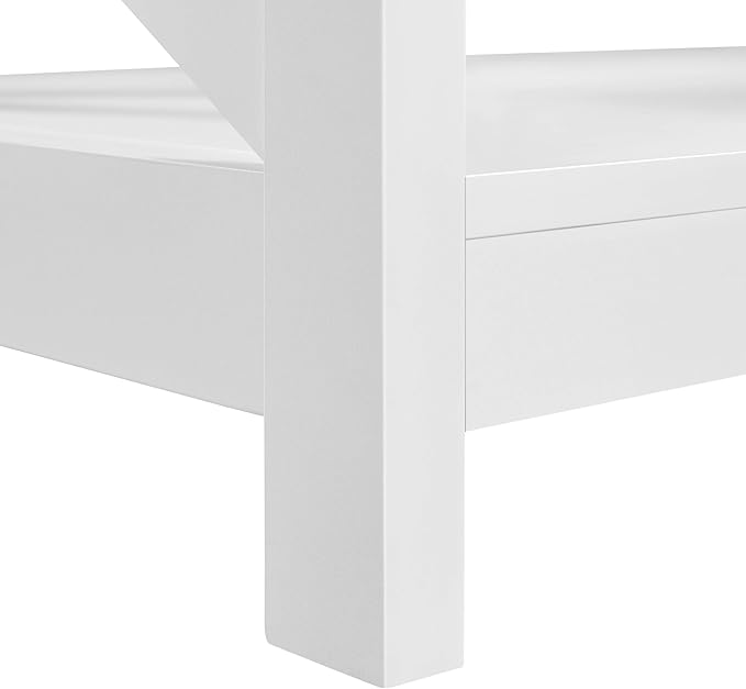 Yaheetech Wood 2-Tier White Coffee Table with Storage Shelf for Living Room, X Design Accent Cocktail Table, Simple Design Home Furniture, 39.5 x 20 x 18 Inches