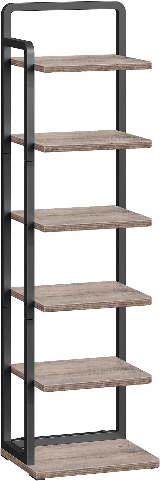 CHOEZON 6-Tier Vertical Shoe Rack, Narrow Shoe Tower, Corner Shoe Storage Organizer, Shoe Shelf, for Small Spaces, Industrial Style, for Entryway, Hallway, Living Room, Greige and Black TXJ06BG - Image 9
