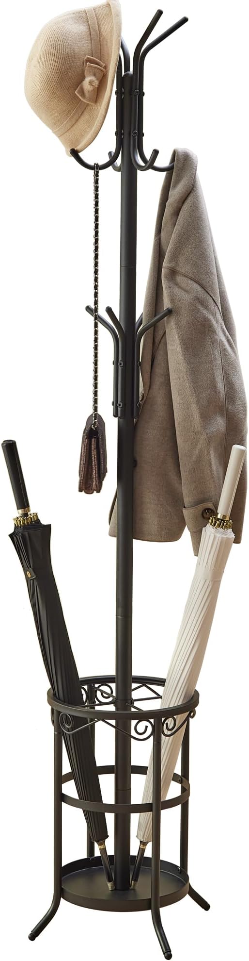 GHWIE Freestanding Coat Rack Stand with Umbrella Holder and Hat Hanger Organizer Rack by GHWIE