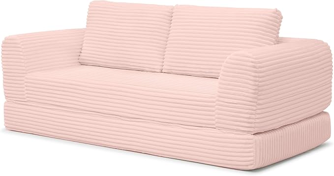 Foldable Boneless Love Seat Couches in a Box, Modern Floor Foam Sleeper Sofa Bed 2-in-1 Convertible Cloud Sofa for Home Apartments Bedroom