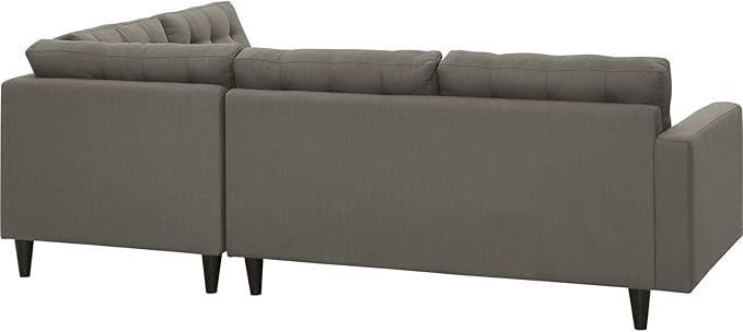 Modway EEI-2797-GRA Empress Mid-Century Modern Upholstered Fabric Right-Facing Sectional Sofa in Granite