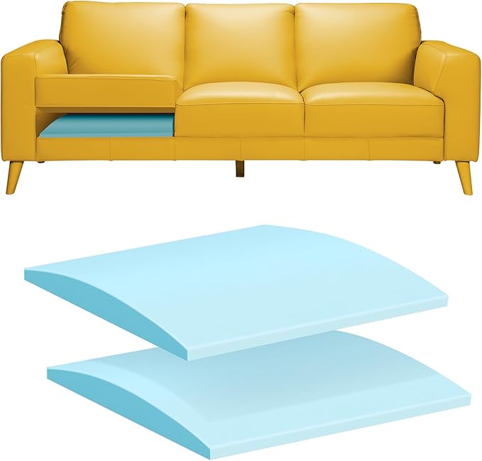 Couch Cushion Support for Sagging Seat,20"X20"X2" High Density Foam Sofa Cushion,Arched Furniture Seat Under Cushion Sag Repair for Loveseat,Blue Set of 2