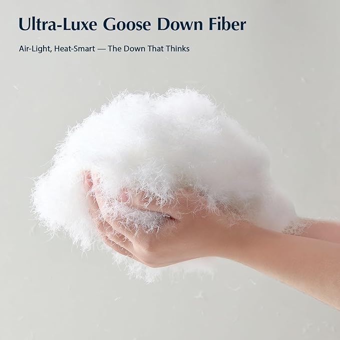 Pacific Coast Goose Feather Down Fiber Comforters King Size, Extra Fluffy White Duvet Insert, Ultra-Soft, Breathable, All Season Hotel Luxury Bedding Comforters, 8 Corner & Center Loops (106"x90")