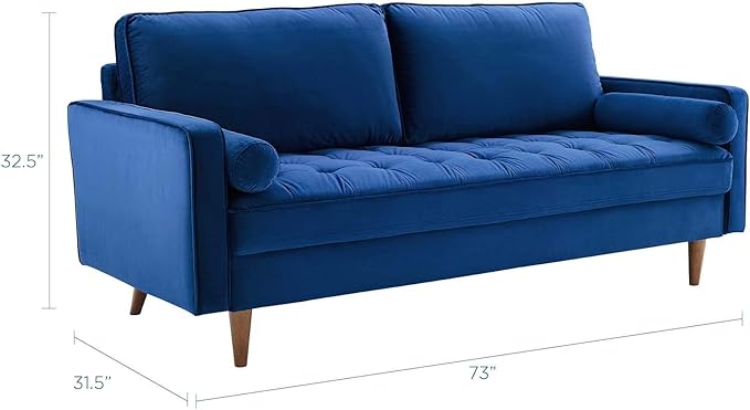 Modway EEI-3764-NAV Valour Performance Velvet Sofa, Navy