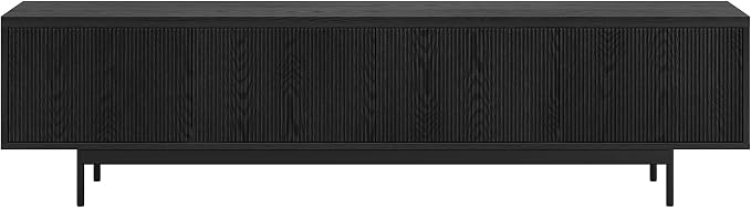 Henn&Hart Fluted TV Stand for TVs up to 85" with 2 Open-Concept Ribbed Storage Cabinets for Living Room, Family Room, or Office, Natural Black - Image 7