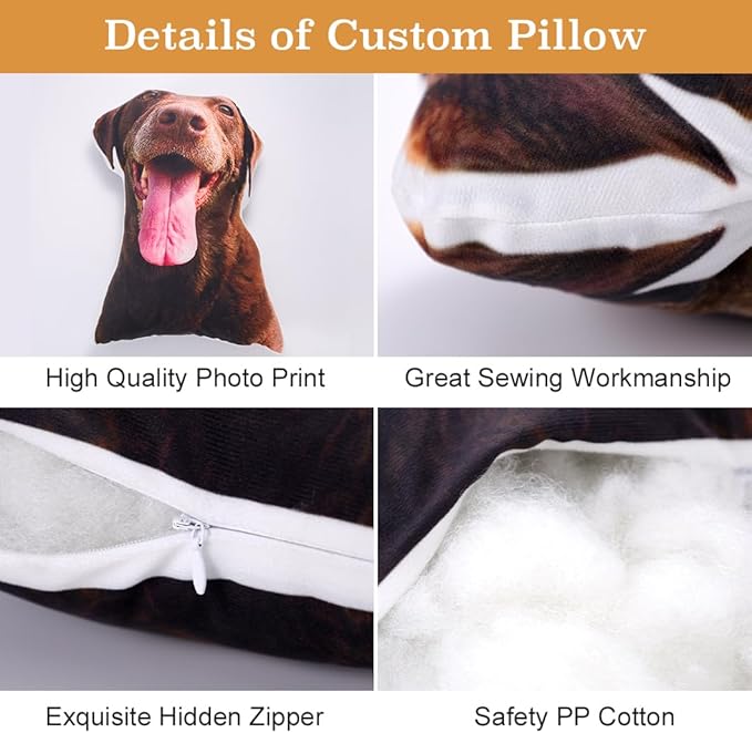 Custom Funny Pillow for Men, Personalized Pet Face Pillow, Customized White Elephant Gifts for Boyfriend Girlfriend, Funny Gag Gifts with Picture for Women