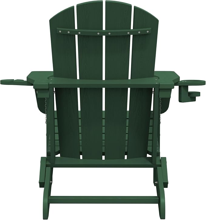 SERWALL Adirondack Chair with Cup Holders - Composite Adirondack Chairs Set of 2 HDPE Outdoor Chairs All Weather Use- Green - Image 13