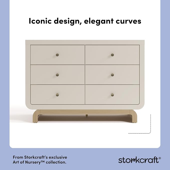 Storkcraft Santorini 6 Drawer Double Dresser (Frosted Oat with Driftwood) - GREENGUARD Gold Certified, Interlocking Drawer System, Dresser Drawer Organizer for Kids Bedroom - Image 4