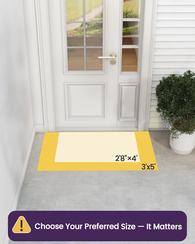 DEXI Front Door Mat Outside Entrance, 32x48 Entryway Rubber Back Doormat Heavy Duty, Non Slip Low Profile Welcome Entry Mats for Inside House Floor Exterior Patio, Checkered Black - Image 2
