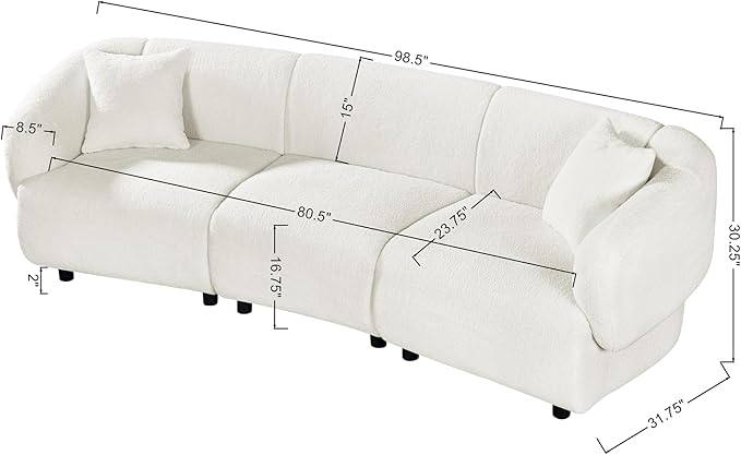 Christopher Knight Home Obito Boucle Upholstered 3-Seater Sofa, Modern Home Sofa Living Room, Wooden Large Upholstered Sofa Couch for Apartment/Home Office, Light Beige