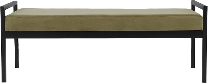 HomePop Modern Velvet Metal Bench| Modern Bench with Metal Leg | Bench for Living Room & Bedroom | Decorative Home Furniture - Light Sage Green Velvet - Image 4