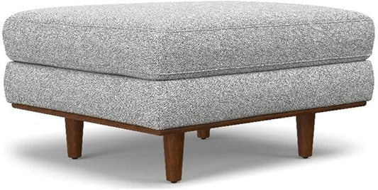 SIMPLIHOME Morrison 33-inch Wide Table Ottoman in Mist Grey Woven-Blend Fabric, Multifunctional Footrest, Coffee Table, or Extra Seating for Living Room, Mid-Century Modern Style