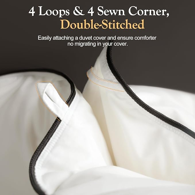 Down Fibers Comforter King Size -Ultra Soft Comforter High Fill Power Comforters,Hotel Collection Fully Duvet Insert with Corner Tabs,Expert-Crafted Even Loft(Grey,106x90)