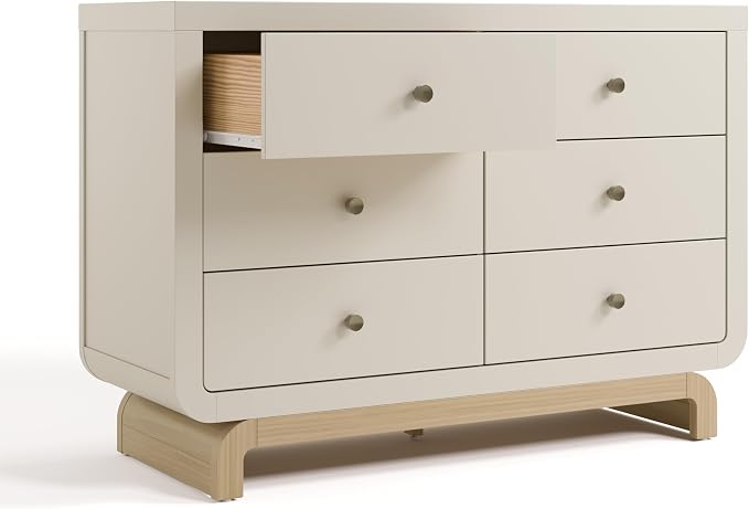 Storkcraft Santorini 6 Drawer Double Dresser (Frosted Oat with Driftwood) - GREENGUARD Gold Certified, Interlocking Drawer System, Dresser Drawer Organizer for Kids Bedroom - Image 11