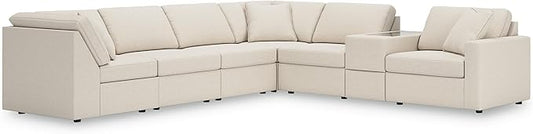 Signature Design by Ashley Casual Modmax Stain Resistant L-Shape Right-Arm Facing 7-Piece Sectional with Storage Console and Reversible Cushion, Beige