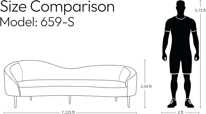 Meridian Furniture 659Brown-S Ritz Collection Modern | Contemporary Upholstered Sofa with Rich Brown Velvet, Gold Metal Legs, Curved Contemporary Design, 85.5" W x 31.75" D x 30.5" H, Brown