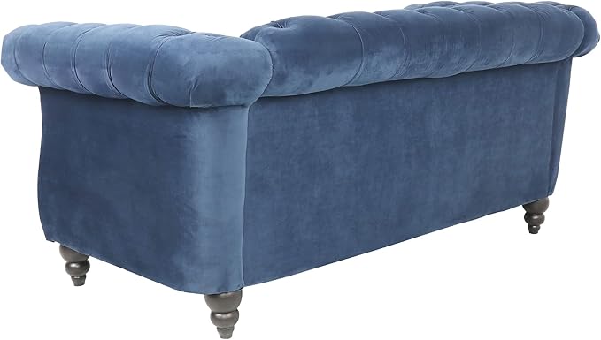 LEVNARY Velvet Sofa, Chesterfield Tufted Upholstered 2 Seater Couch, Modern Loveseat Couch Classic Furniture for Living Room Bedroom (Blue)
