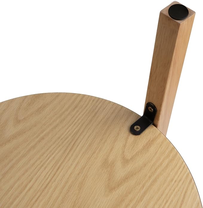 2-Tier Round Coffee Table Wood Nesting Side Table (Oak Side Table, 16x16x20)