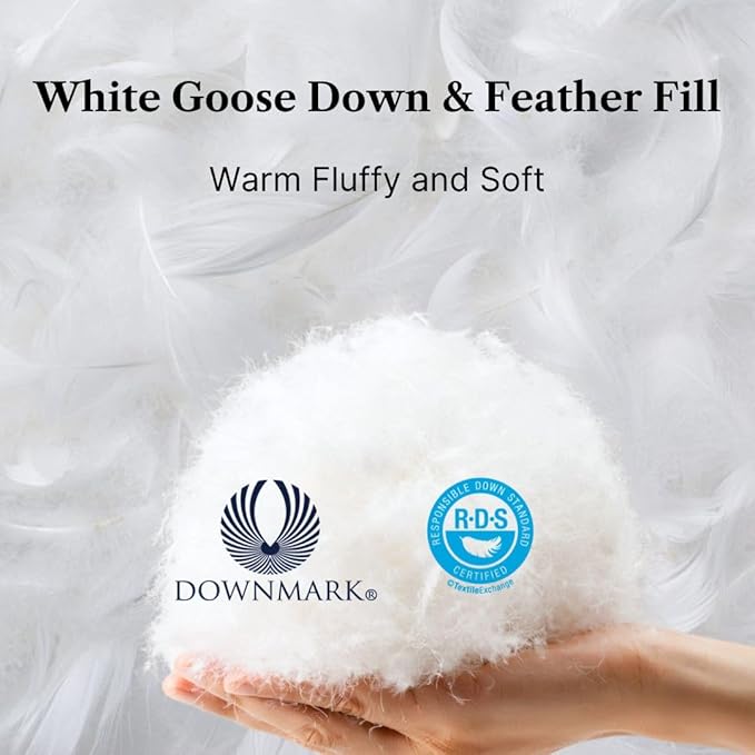 Royal Elite Luxurious Goose Feather Down Comforter King Size-Made in Canada White Goose Feather Down Duvet Insert-Luxury Hotel Comforter Oeko Tex Cotton Shell