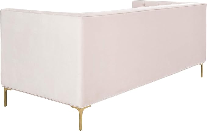 Safavieh Couture Home Vydia Glam Blush Pink Velvet and Gold Tufted Sofa