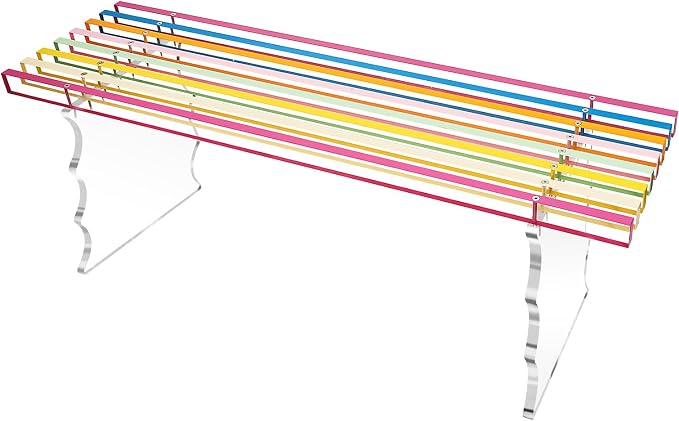 Acrylic Entryway Bench, Large Rainbow Ottoman Bench for Indoor Shoe Changing Shoe Rack and Dining End of Bed Bench for Bedroom Living Room Study Garden, Iridescence by Cutora