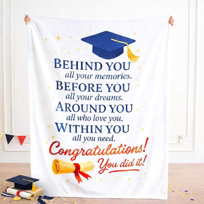 Graduation Gifts Blanket Class of 2026 ?€? Inspirational Throw Blanket 50x60 Inch, Meaningful Graduation Gift for Him Her, Soft Cozy Plush Blanket for College High School Graduate