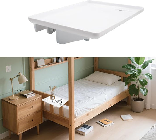 Bedside Shelf for Bunk & Loft Beds, Floating Bed Side Organizer Shelf with Cable Catch, Simple Clip-On Nightstand for Home College Dorm Top Bunk Table Shelf (White) by Hiyoo
