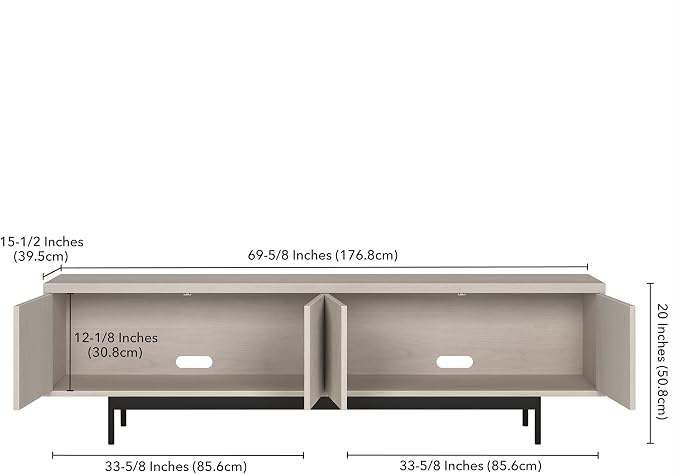 Henn&Hart Whitman, 70'' Rectangular TV Stand, Alder White - Image 3