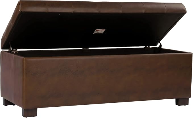 HomePop Large Tufted Storage Bench - Antique Brown - Image 7