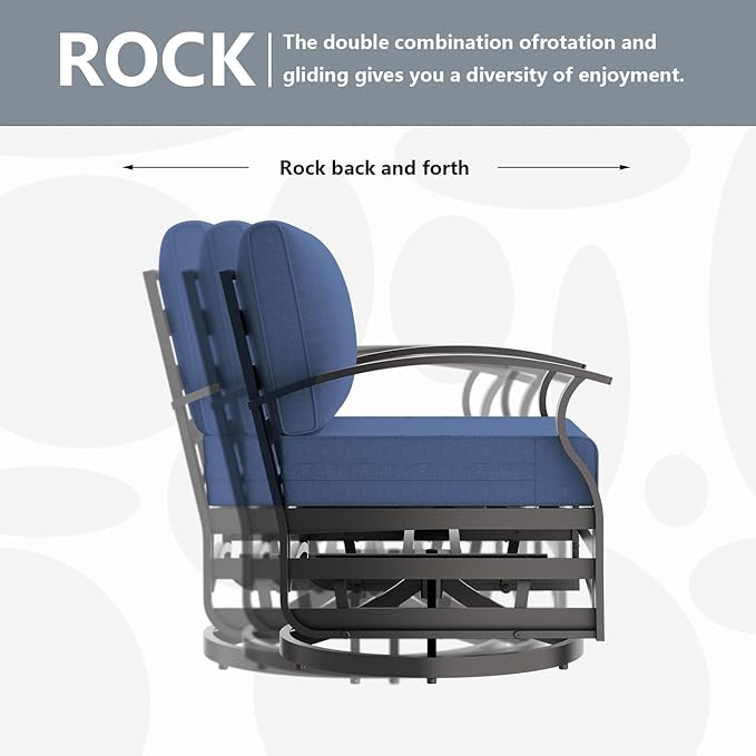 Patio Furniture Set 6-Piece Aluminum Armrest Sofa, All-Weather Patio Conversation Set with Tempered Glass Top Table & Removable Sponge Cushions for Backyard Poolside