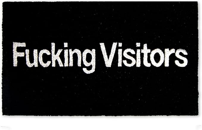 Fisura – Door mat Entrance “F*cking Visitors” Made of Coconut with Non-Slip PVC Backing. Hand-Painted Black Indoor Rug with White Letters. Fun Message Doormat. 30 x 18 inches. by Fisura