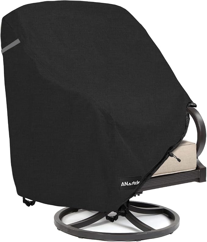ANartcle Patio Chair Covers,600D Waterproof Heavy Duty Outdoor Lawn Patio Furniture Covers,Patio Swivel Chair Covers for Outdoor Furniture,(32W x 35D x 36H inches) Black by PatioFurnitureCovers
