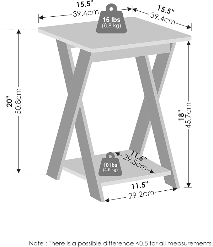 Furinno TIDUR Night Stand, Open Shelf Design X-Legs Nightstand, Criss-Crossed Bedside Table, End Table, Side Table, for Bedroom, Closet, Dorm, French Oak - Image 2