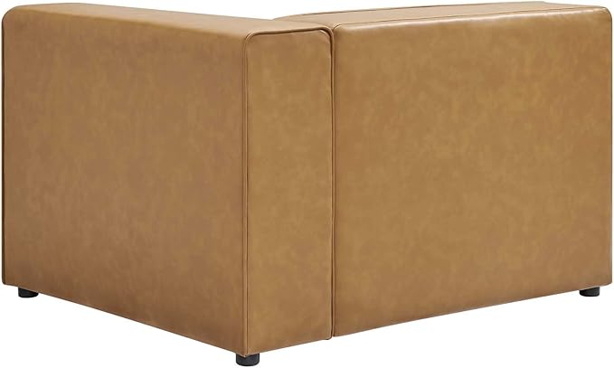 Modway Mingle Vegan Leather Sectional Sofa Right-Arm Chair in Tan