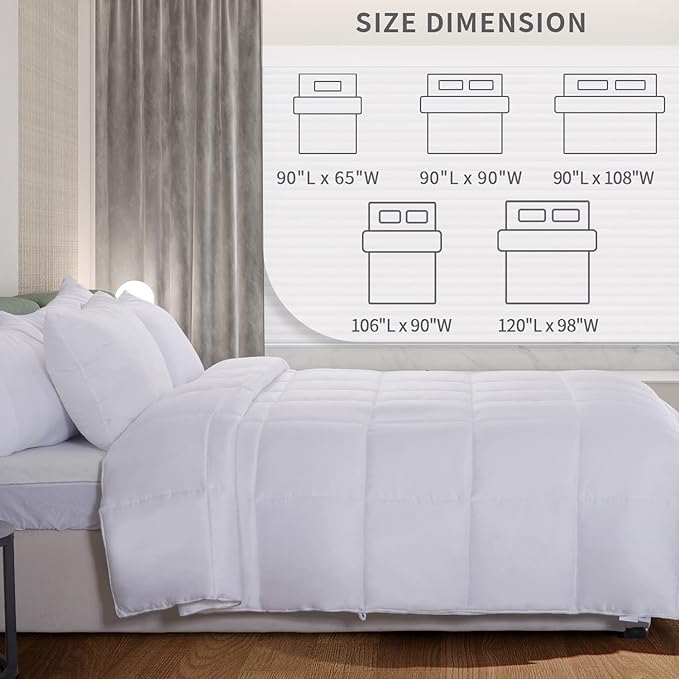 NEXHOME PRO Viscose from Bamboo Cooling Comforter, White Queen Lightweight Down Alternative Cool Natural Organic Duvet Insert, Summer Bedding Blenket Cool for Hot Sleepers,8 Corner Tabs(90"x 90")