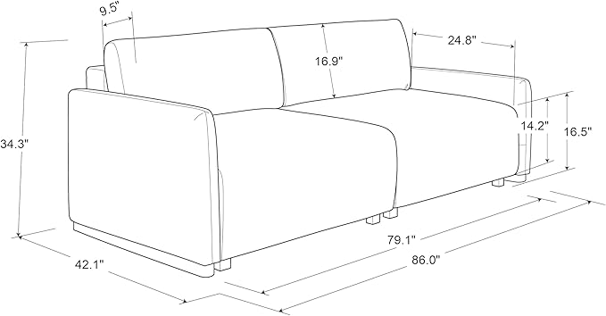 Serta Vail 86" Convertible Sleeper Sofa, Queen Size, Wall-Hugging Dreamglide Mechanism, Dreamcoil Comfort, Boucle Fabric, Brown