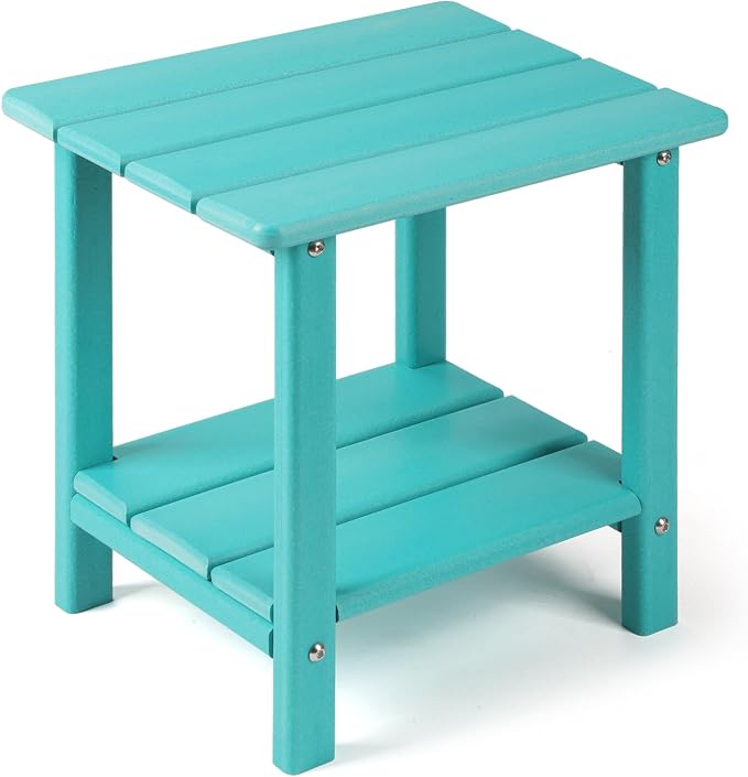 Apolimi Adirondack Outdoor Side Table, 2-Tier Sturdy Patio End Table Weather Resistant, 16.5" Solid Side Table for Patio, Pool, Porch by Apolimi
